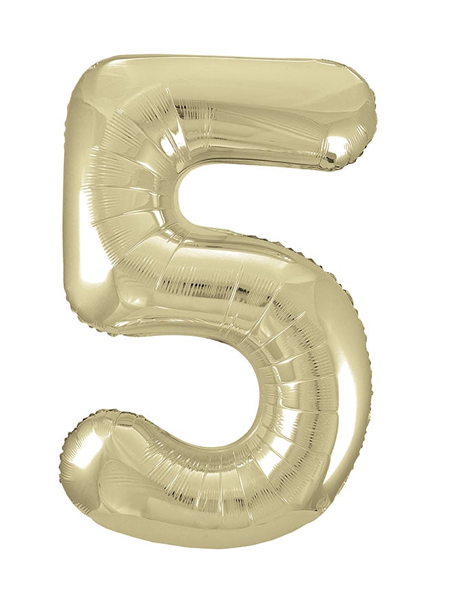 Gold Number 5 Foil Balloon 34"