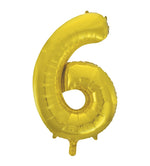 Yellow Gold Number 6 Foil Balloon 34"