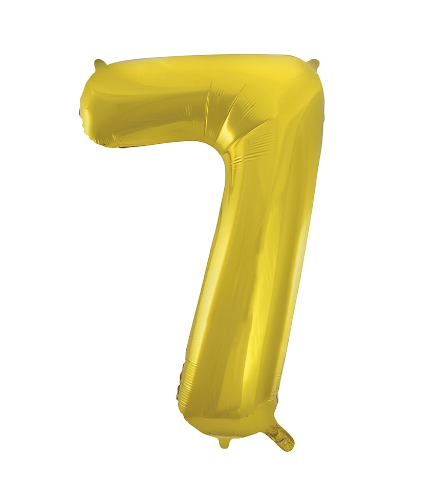 Yellow Gold Number 7 Foil Balloon 34"