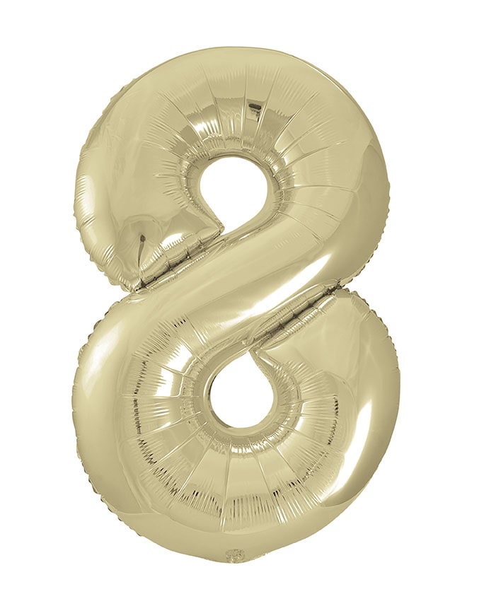 Gold Number 8 Foil Balloon 34"