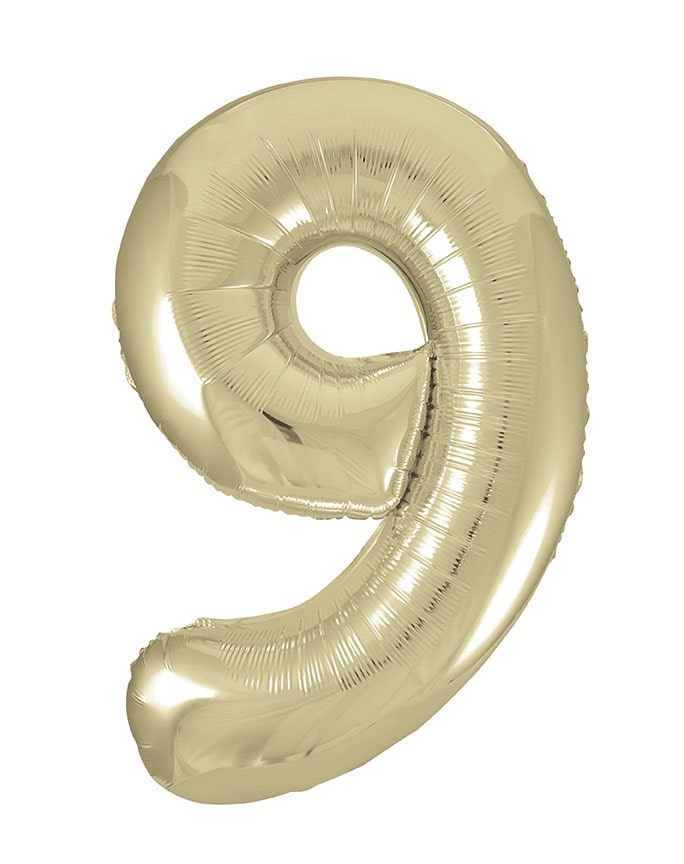 Gold Number 9 Foil Balloon 34"