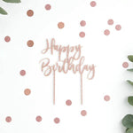 Rose Gold 'Happy Birthday' Acrylic Cake Topper