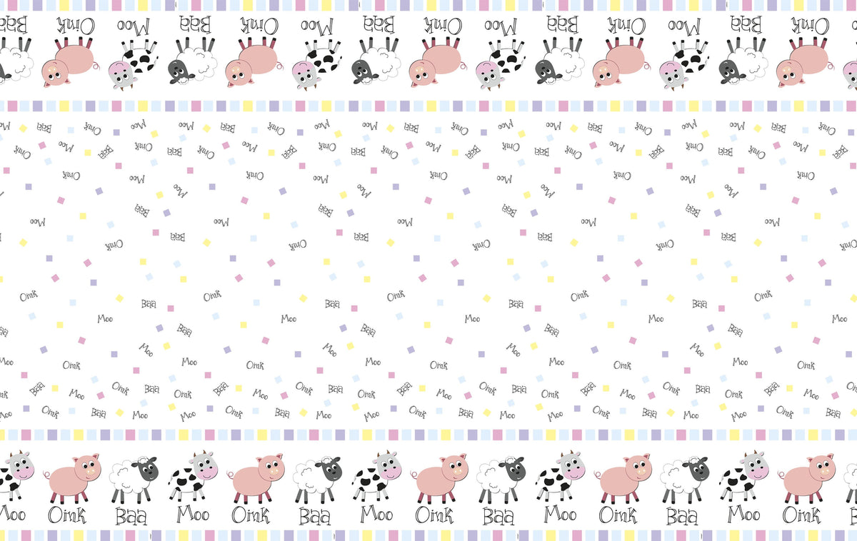 Pastel Farm Animals Plastic Table Cover -Each