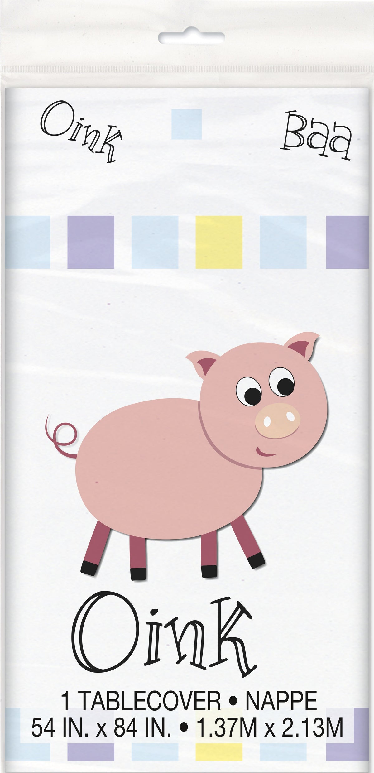 Pastel Farm Animals Plastic Table Cover -Each