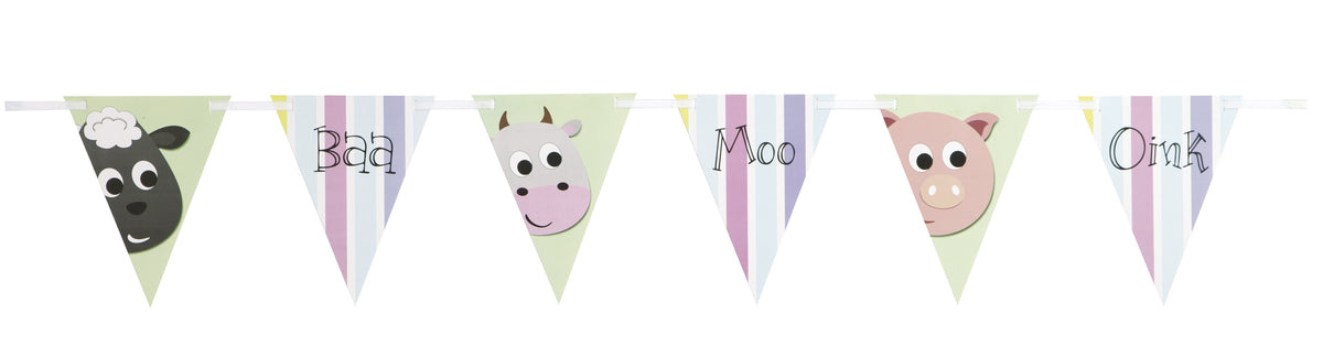 Pastel Farm Animals Paper Bunting - 2.74m