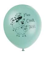 Pastel Farm Animal Party 11" Latex Balloons - 8pk