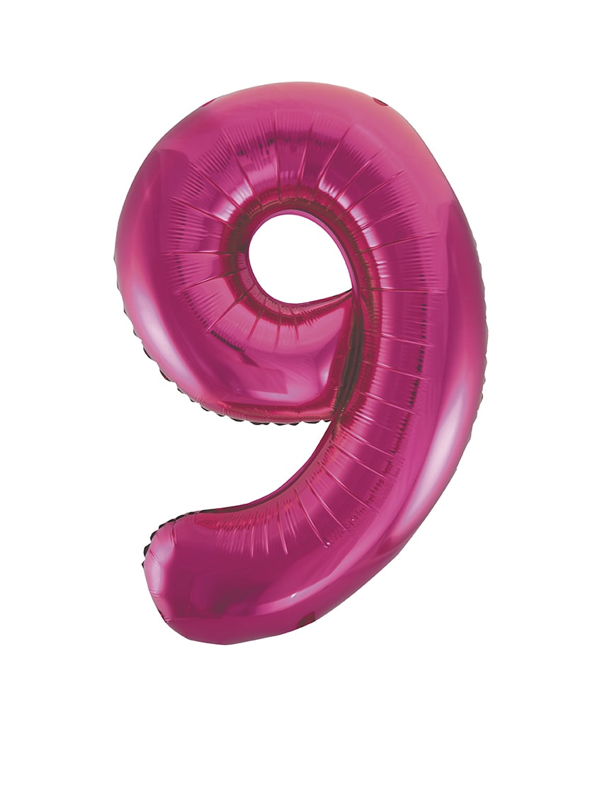 Pink Number 9 Foil Balloon 34"