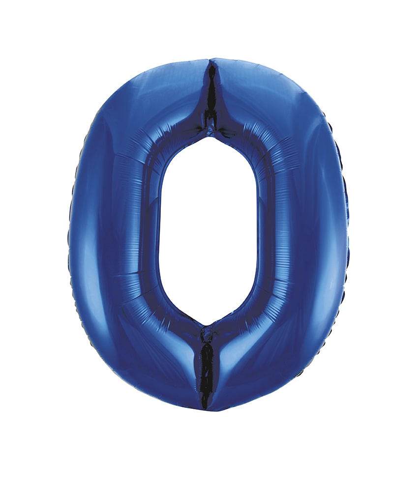 Blue Number 0 Foil Balloon 34"