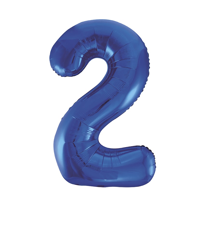 Blue Number 2 Foil Balloon 34"