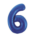 Blue Number 6 Foil Balloon 34"