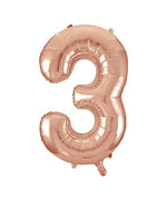 Rose Gold Number 3 Foil Balloon 34"