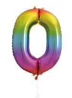 Rainbow Number 0 Foil Balloon 34"