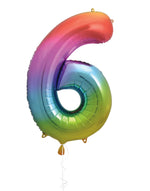 Rainbow Number 6 Foil Balloon 34"