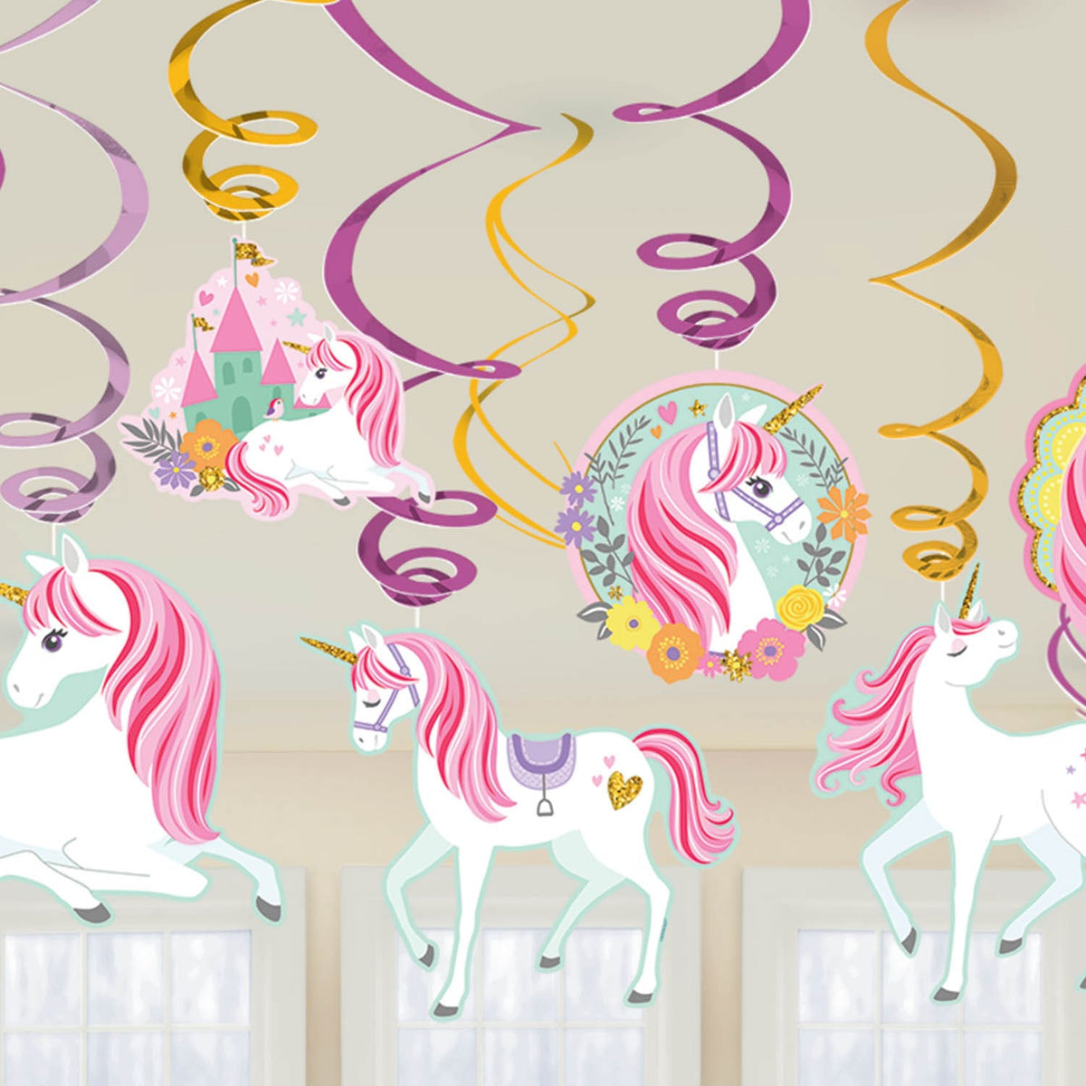 Magical Unicorn Swirl Decorations - 12pk