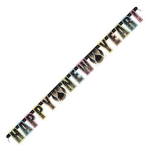 Happy New Year Colourful Confetti Jointed Banner - 5ft Long