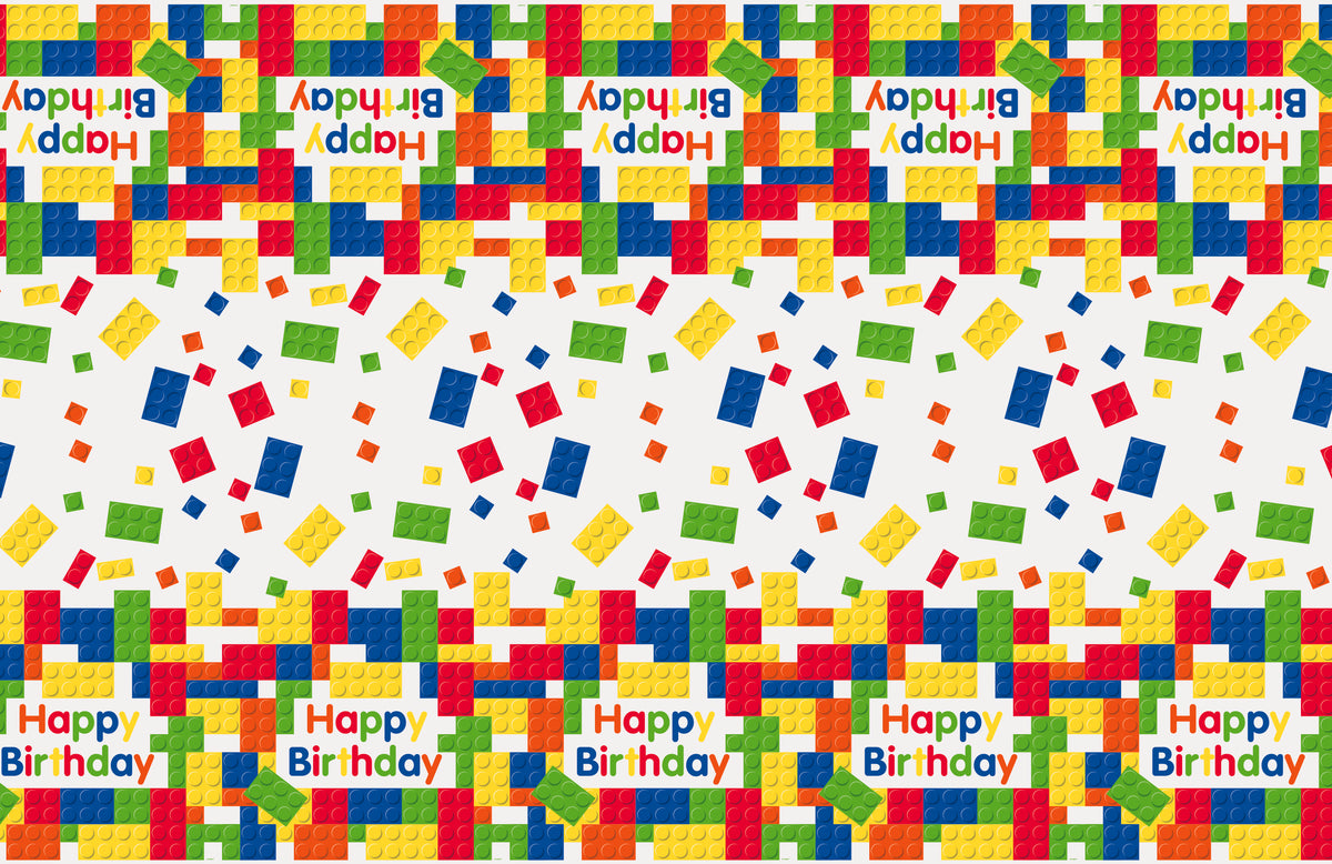 Building Blocks Birthday Rectangular Plastic Table Cover