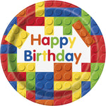 Building Blocks Birthday Round 9" Dinner Plates8ct