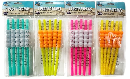 Summerween Skull & Pumpkin Bendy Straws (Pk 5)