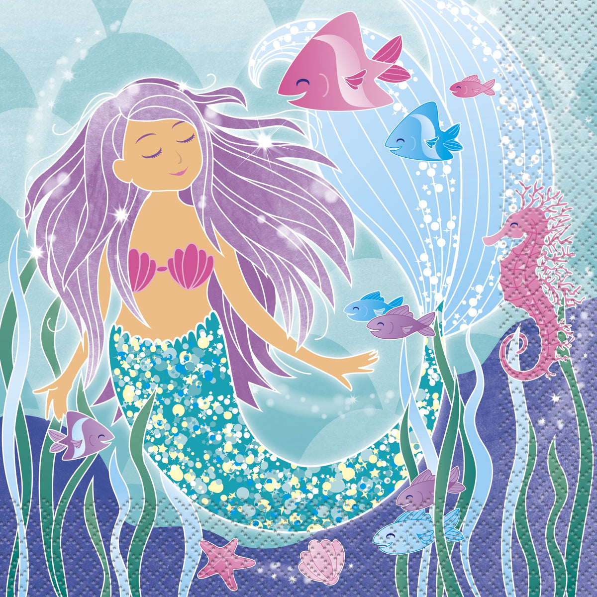 Mermaid Birthday Party Luncheon Napkins - 16pk
