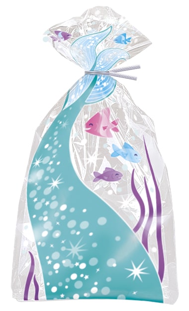 Mermaid Cellophane Gift Treat Bags5"x11" -20pk