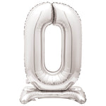 Air Fill Giant Standing Foil Balloon - Silver Number 0