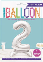 Air Fill Giant Standing Foil Balloon - Silver Number 2