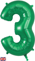 Green Number 3 Foil Balloon 34"