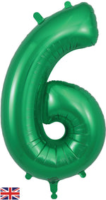 Green Number 6 Foil Balloon 34"