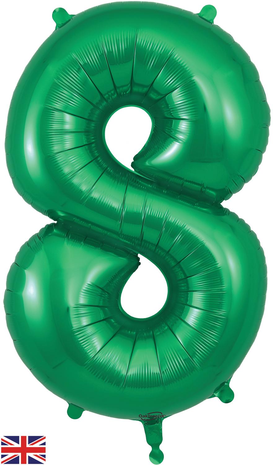 Green Number 8 Foil Balloon 34"