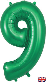Green Number 9 Foil Balloon 34"