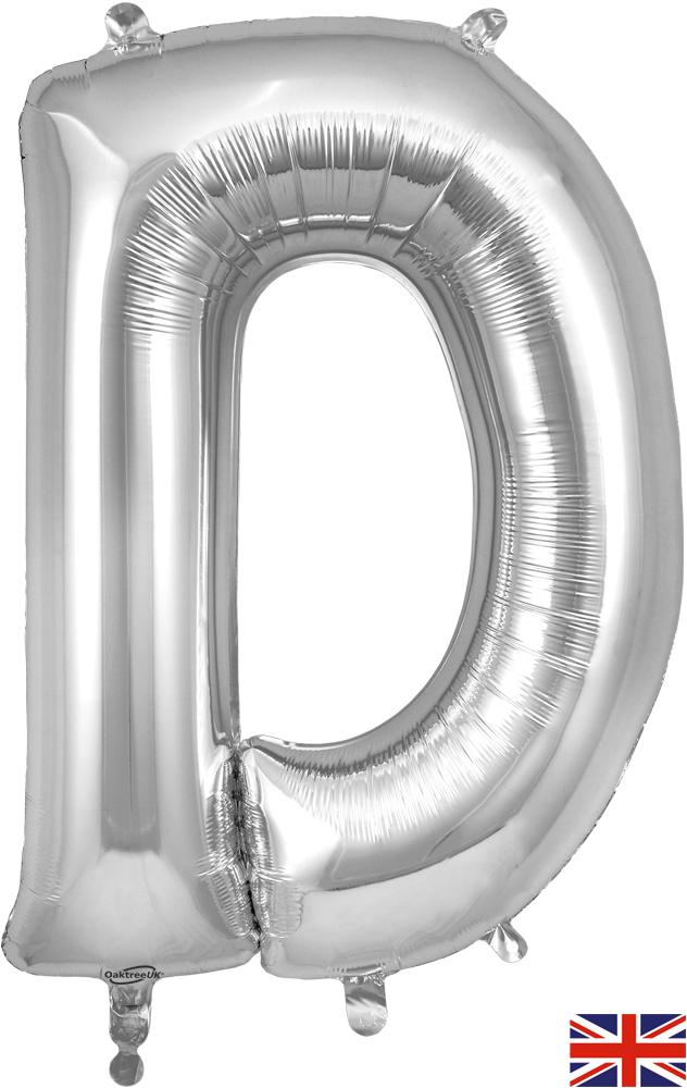 34inch Giant Letter D Foil Silver Balloon