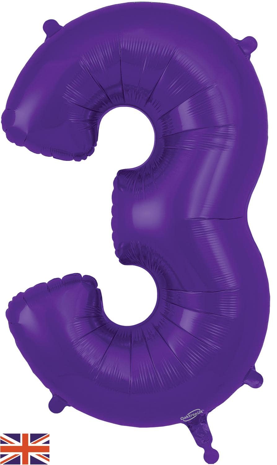 Purple Number 3 Foil Balloon 34"