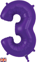 Purple Number 3 Foil Balloon 34"
