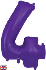 Purple Number 4 Foil Balloon 34"