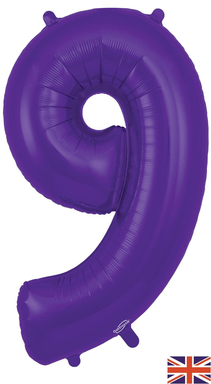 Purple Number 9 Foil Balloon 34"