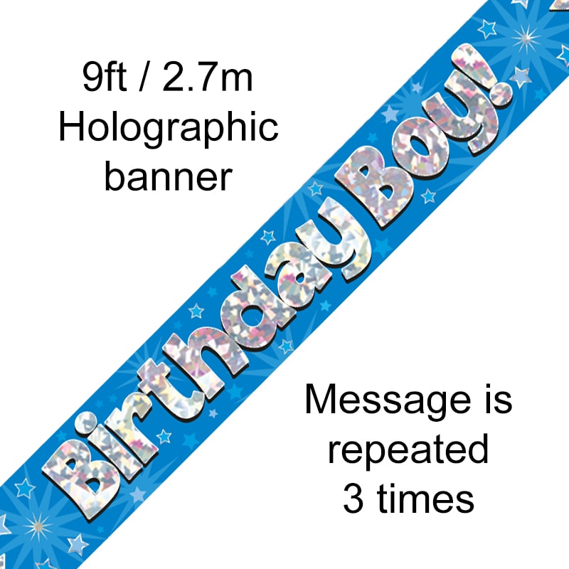 1st Birthday Boy Blue Sparkle Banners - Various