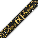 9ft Banner - Black & Gold Sparkling Fizz Happy 60th Birthday