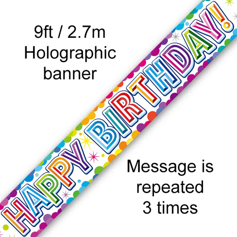 9ft Happy Birthday Colourful Confetti Banner