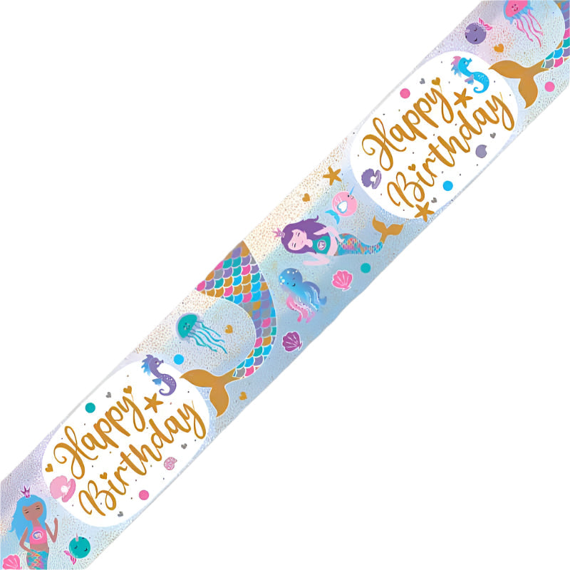 9ft Banner Shimmering Mermaid Birthday Iridescent