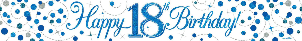 9ft Banner - Blue Sparkling Fizz Happy 18th Birthday