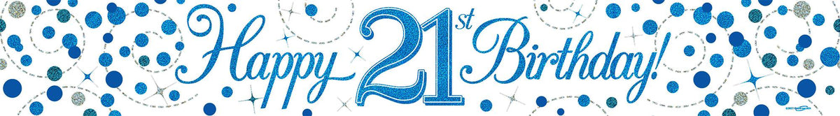 9ft Banner - Blue Sparkling Fizz Happy 21st Birthday