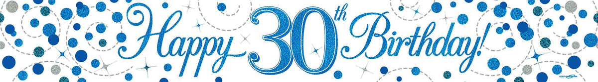 9ft Banner - Blue Sparkling Fizz Happy 30th Birthday