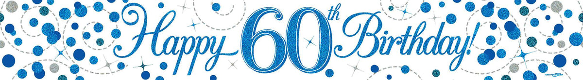 9ft Banner - Blue Sparkling Fizz Happy 60th Birthday