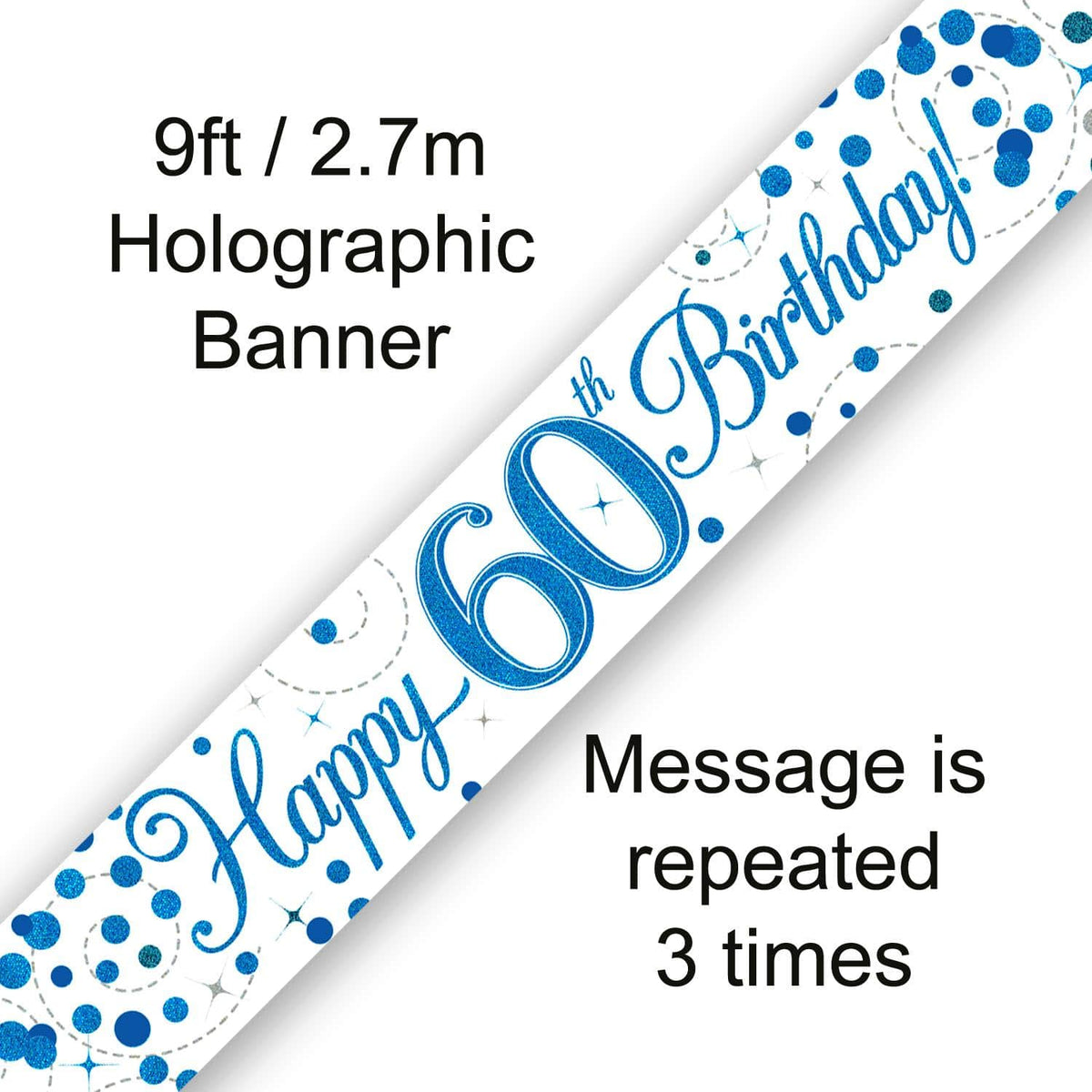 9ft Banner - Blue Sparkling Fizz Happy 60th Birthday