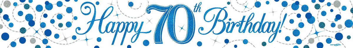 9ft Banner - Blue Sparkling Fizz Happy 70th Birthday