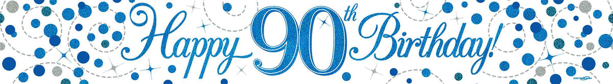 9ft Banner - Blue Sparkling Fizz Happy 90th Birthday