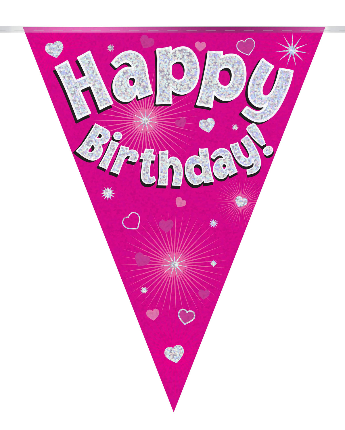 Happy Birthday Pink Holographic Party Bunting 11 Flag