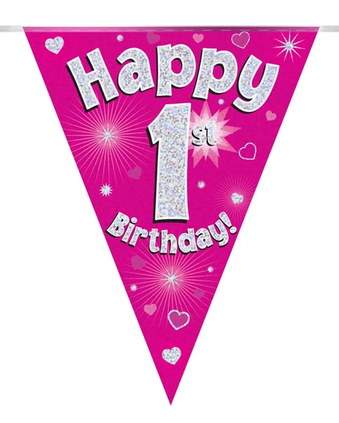 Happy 1st Birthday Pink Party Bunting