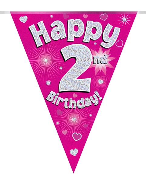 Happy 2nd Birthday Pink Party Bunting