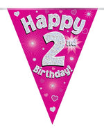 Happy 2nd Birthday Pink Party Bunting